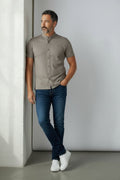 Camisa Premium Manga Corta Hombre – Linen Touch Cuello Mao